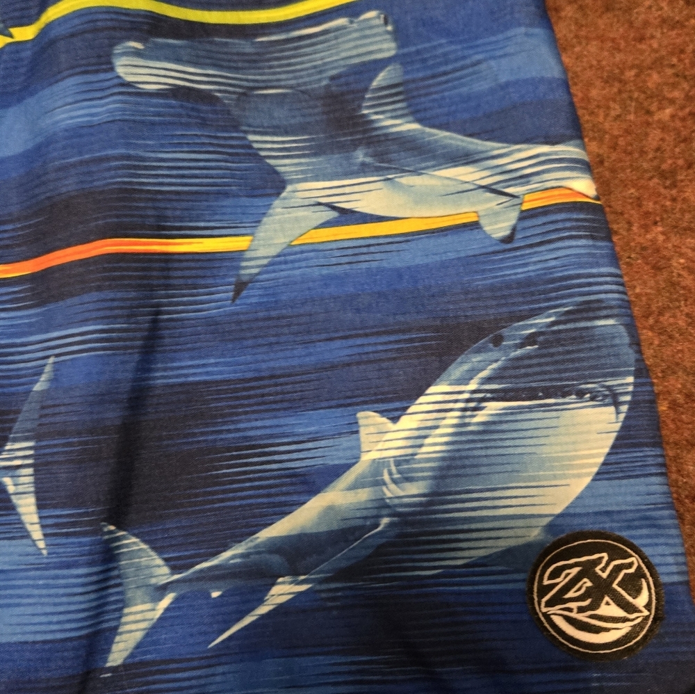ZeroXposur Boy's Shark Swim Trunks Size Large 14/16 Built In Underwear - Picture 2 of 9